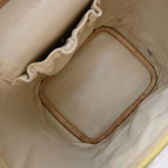 CHANEL Vanity Cosmetic Hand Bag Grained Calfskin Leather Yellow Vintage 93RF437 - Picture 10 of 15